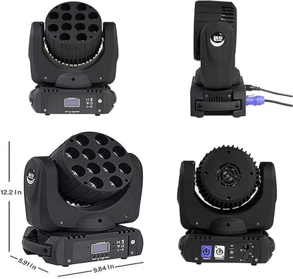 SHEHDS Bewegende Hoofd Lichtstraal Wassen LED 12x12W RGBW 4in1 DJ Lichten Verlichting Professionele 9/16 Kanalen DMX512 Geluid Geactiveerd Strobe Effect Podium Lichten voor Kerst Evenementen