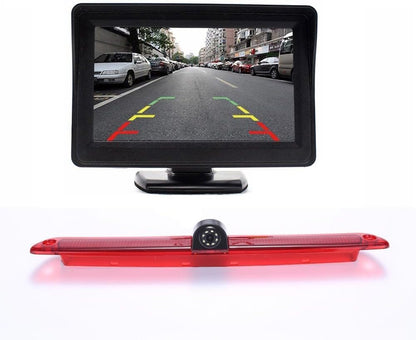HD IP68 170° Auto Transporter parkeerhulp remlicht achteruitrijcamera met hoek instelbaar, vervanging voor Mercedes Benz Sprinter W906/V W Crafter Caravelle (achteruitrijcamera + 4,3 inch monitor)