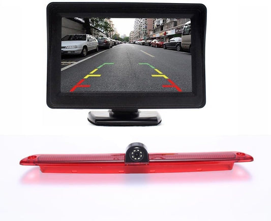 HD IP68 170° Auto Transporter parkeerhulp remlicht achteruitrijcamera met hoek instelbaar, vervanging voor Mercedes Benz Sprinter W906/V W Crafter Caravelle (achteruitrijcamera + 4,3 inch monitor)