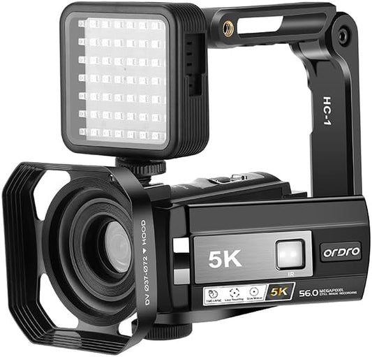 Videocamera – Camcorder – Vlogcamera – YouTube Camera – Digitale Camera – 5K/25 fps en 56 MP – 95° Groothoek met 2 Oplaadbare Batterijen