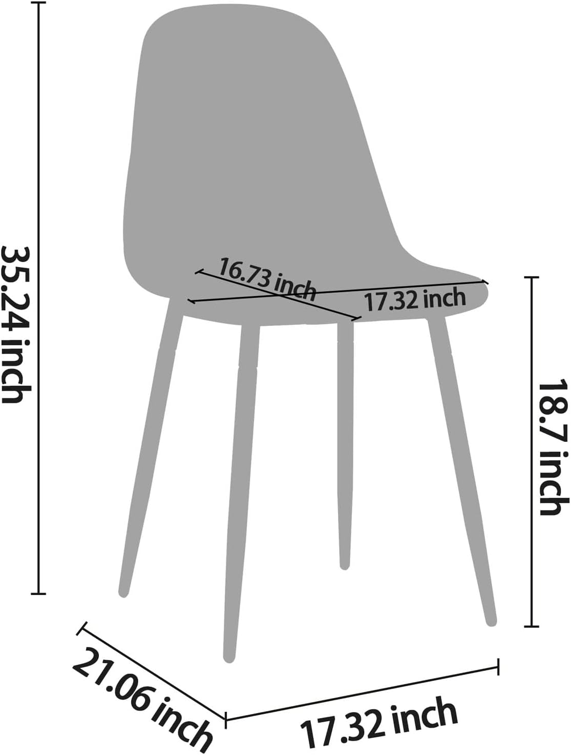 CangLong Set van 4 eetkamerstoelen, retro gestoffeerde keukenstoelen voor keuken, eetkamer, kunstleer loungestoelen met metalen poten, bruin