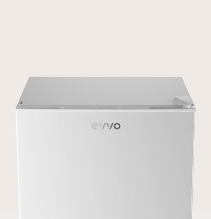 EVVO Mini-koelkast F22, 46 l, wit, energiebesparend 80 kWh/jaar, 41 dB, compact 48,5 cm, ideaal voor slaapkamer, kantoor en studio, stille mini-koelkast voor dranken en snacks