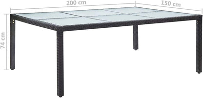 Tuintafel – Tuinmeubel – Balkontafel – Terrastafel – Tuinset – Weerbestendig – 200 x 150 cm – Poly Rattan – Zwart – Onderhoudsvriendelijk