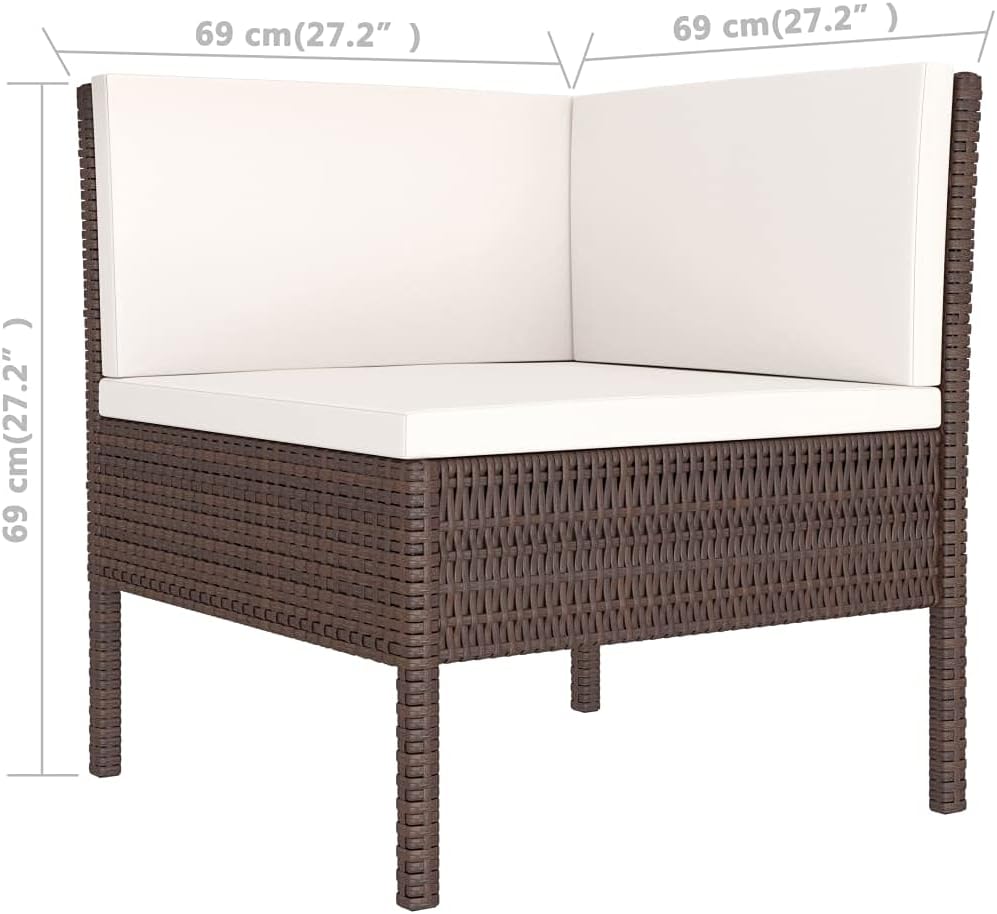 vidaXL Lounge Set 3-Piece with Cushions Garden Set Furniture Set Garden Garden Furniture Set Chair Table Lounge Furniture Outdoor Set Balcony Set Poly Rattan Brown - QUORE