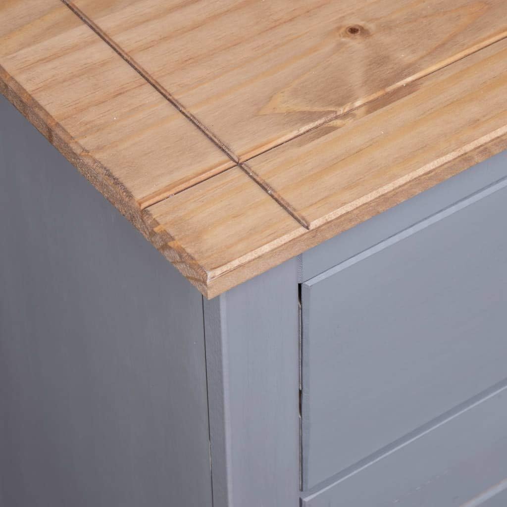 Festnight Dresser Chest of drawers Side cabinet Multifunctional cabinet Dresser Cabinet 135 x 40 x 80 cm Solid Wood Panama-Pine Gray - QUORE