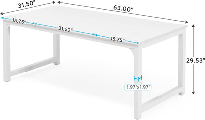 Tribesigns Computer Desk 160x80CM Large Industrial Desk for Home Office, PC and Laptop Workstation with Spacious Worktop and Leg Space, Sturdy Metal Frame (White)