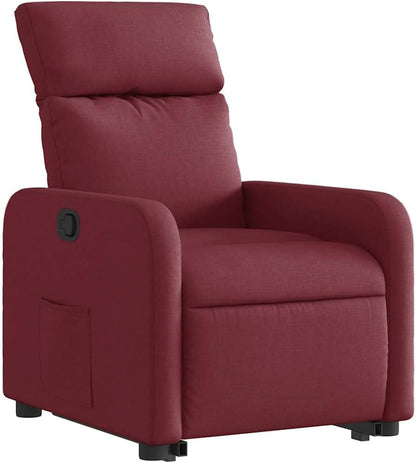 Relaxstoel – Fauteuil – Ligstoel – Tv-Stoel – Opstahulpstoel – Elektrische Opstahulp – Handmatige Ligfunctie – Wijnrode Stof