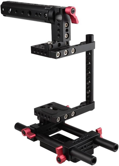 CAMVATE Camera Cage Rig Top Handvat Statief Mount Plaat voor Nikon Sony Panasonnic (rood)