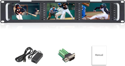 FEELWORLD T51-H Triple 5 inch 2RU Broadcast Rack Mount Monitor LCD 800 × 400 HDMI AV ingang en uitgang