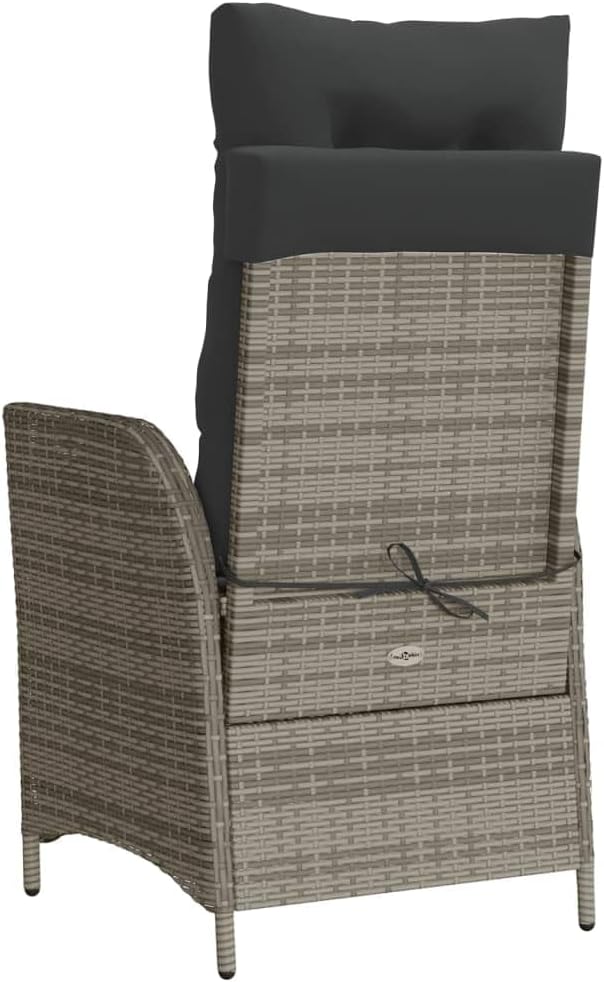 365259 Garden Armchair with Cushions, Synthetic Rattan, Grey, Outdoor Chairs, Patio Chairs Patio Chair - - QUORE