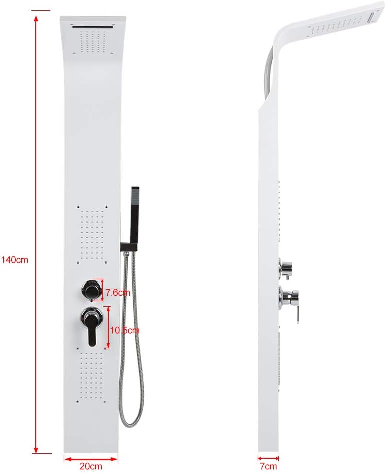 Douchekolom Hydromassage – Douchepaneel – Doucheset – Spa Douche – Regen- en Watervalstraal – 5 Douchestanden – 304 Roestvrij Staal – 140 cm Hoog