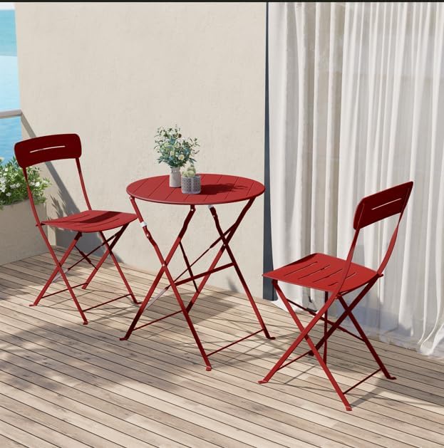 Grand patio Bistrotafel met 2 stoelen, balkonmeubelset, 3-delig, terrasmeubels, weerbestendig, bistroset, balkon, tuin, meubelset voor klein balkon (blauw)