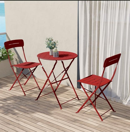 Grand patio Bistrotafel met 2 stoelen, balkonmeubelset, 3-delig, terrasmeubels, weerbestendig, bistroset, balkon, tuin, meubelset voor klein balkon (blauw)