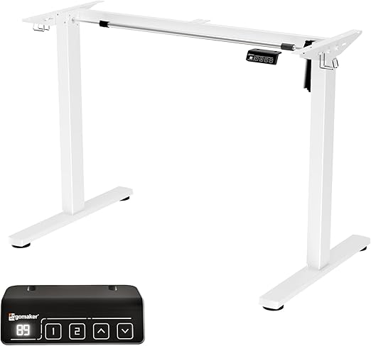Elektrisch Verstelbaar Bureauframe – Zit-Sta Bureauframe – Elektrisch Sta Bureau – In Hoogte Verstelbaar Frame – Bureau Onderstel Wit – LED Display Met Geheugenfunctie – Zwaar Stalen Constructie Tot 80 kg