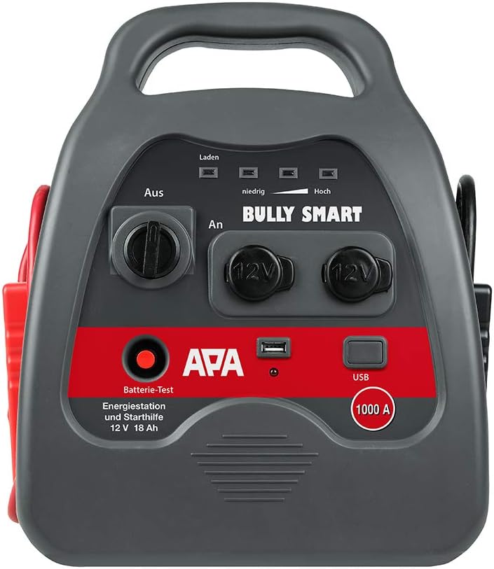APA 16644 Power Pack Bullly Smart Starthulp, geïsoleerde pooltangen, 12 V/1000 A,Grijs