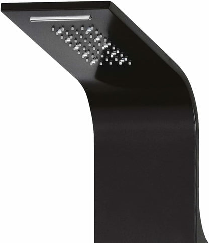 Aluminium Douchepaneel – Douchecolumn – Douchewand – Regendouche – Massagepaneel – Modern Zwart – Thermostaat Met 30 LED Lampjes