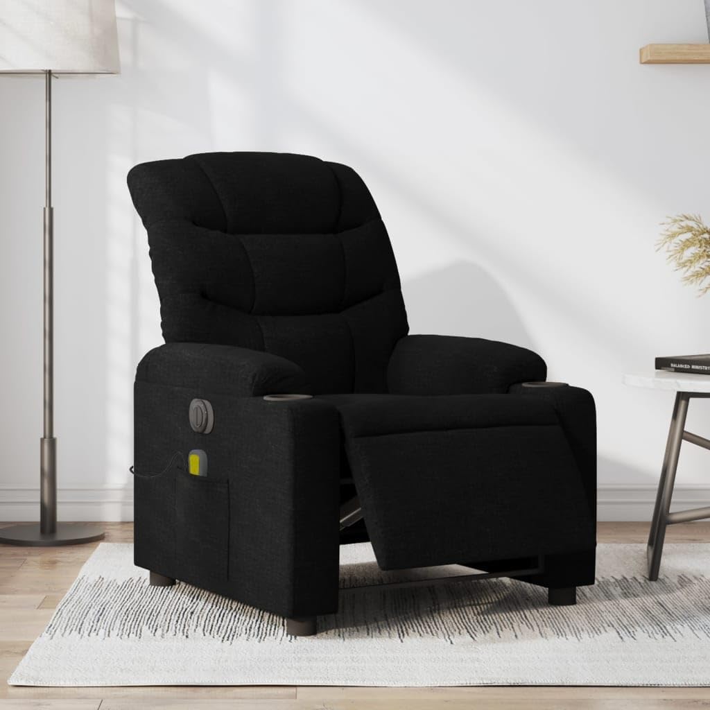 Elektrische Massagefauteuil – Relaxstoel – Massagestoel – Verstelbare Fauteuil – Lounge Stoel – 6-Punts Vibratiemassage – Stofbekleding Zwart