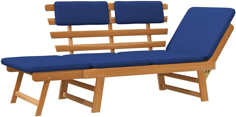 vidaXL Garden bench with cushions 2-in-1 190 cm solid acacia wood