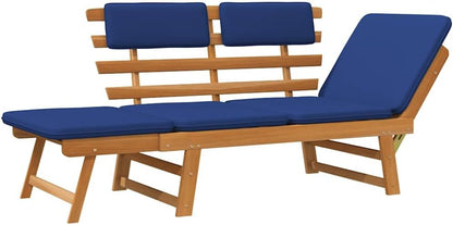 vidaXL Garden bench with cushions 2-in-1 190 cm solid acacia wood