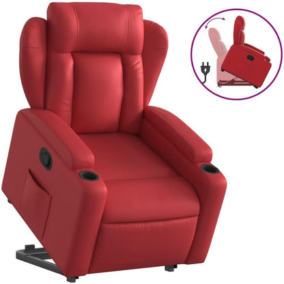 Relaxfauteuil – Elektrische Opsta Fauteuil – TV Stoel – Relaxstoel – Verstelbare Stoel – Kunstleer Rood – Elektrische Liftfunctie – Handmatige Rugleuning Verstelbaar