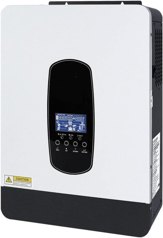 Y&H 2200 W hybride zonne-omvormer DC12V naar AC230V, netonafhankelijke zuivere sinusomvormer met 80A MPPT zonne-oplader + AC-oplader, Max PV 2000 W DC55-450 V ingang, geschikt voor 12 V batterijen
