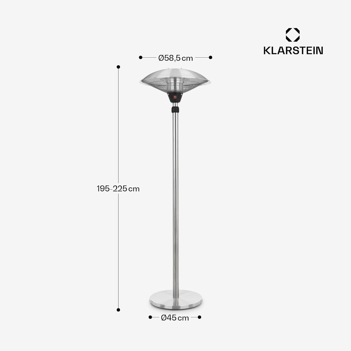 blumfeldt Heat Guard - Heater Heater, Patio Heater, IP44, 3 Levels: 900, 1200 and 2100 W, Height Adjustable, Weatherproof, Aluminium Standard, 1.8 m Cable, Silver - QUORE
