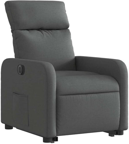Relaxstoel Met opstahulp – Elektrische Relaxstoel – TV-stoel – Ligstoel – Elektrische Relaxfauteuil – Donkergrijs – Ademend Stof – Elektrisch Kantelsysteem tot 135°
