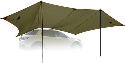 GEERTOP 3,5 x 5,8 m Automarkise Zonnescherm, Waterdicht 3000 mm Grote voortent auto met 2 stangen, Waterafstotend Zonnedak voor autocamping, SUV, MPV, Camper