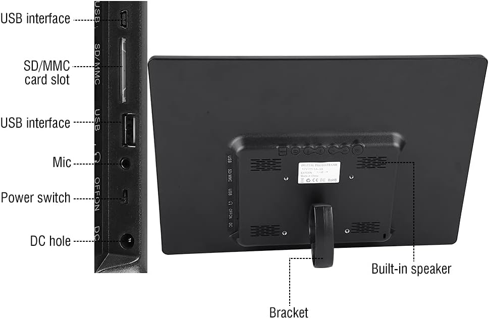 Digitale Fotolijst 15,4 Inch, LED Display 1280x800 HD, Klok en Kalender, Foto-Video Diavoorstelling, USB en SD-Kaart