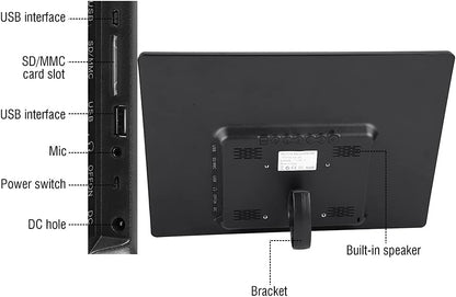 Digitale Fotolijst 15,4 Inch, LED Display 1280x800 HD, Klok en Kalender, Foto-Video Diavoorstelling, USB en SD-Kaart