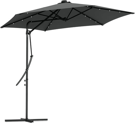Parasol – Zweefparasol – Balkonparasol – Tuinparasol – Stokparasol – Ø290 cm – Met LED-verlichting – Windbestendig Stalen Frame