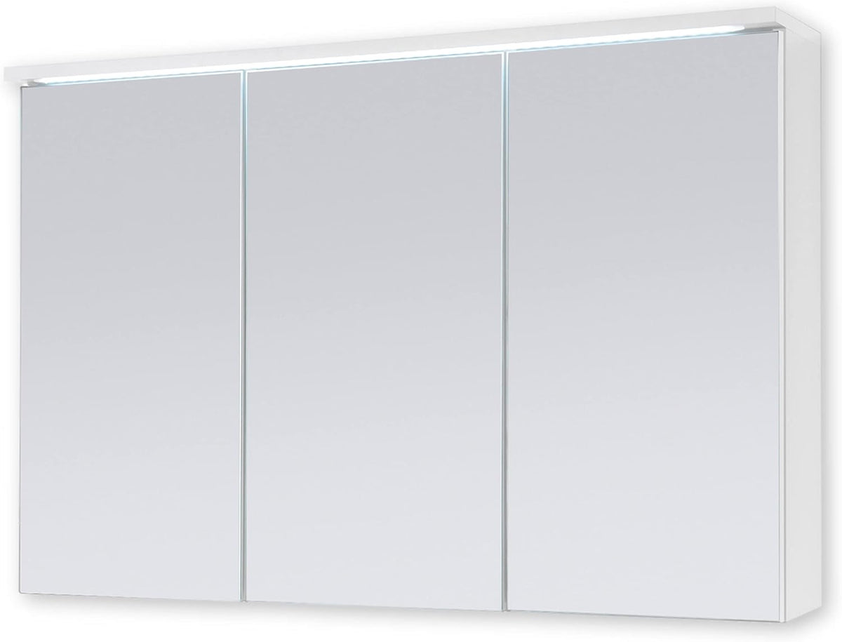 Stella Trading TWO Spiegelkast met ledverlichting in wit, badkamerspiegelkast met veel opbergruimte, 100 x 68 x 22,5 cm (b x h x d) - QUORE