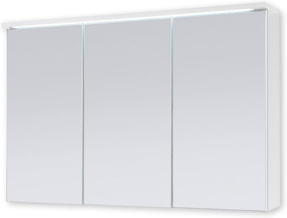Stella Trading TWO Spiegelkast met ledverlichting in wit, badkamerspiegelkast met veel opbergruimte, 100 x 68 x 22,5 cm (b x h x d) - QUORE