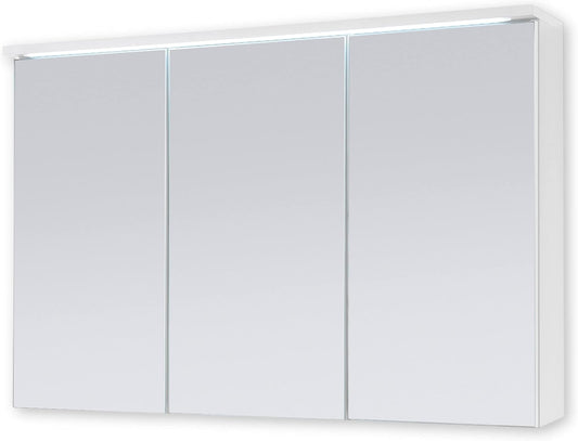 Stella Trading TWO Spiegelkast met ledverlichting in wit, badkamerspiegelkast met veel opbergruimte, 100 x 68 x 22,5 cm (b x h x d) - QUORE