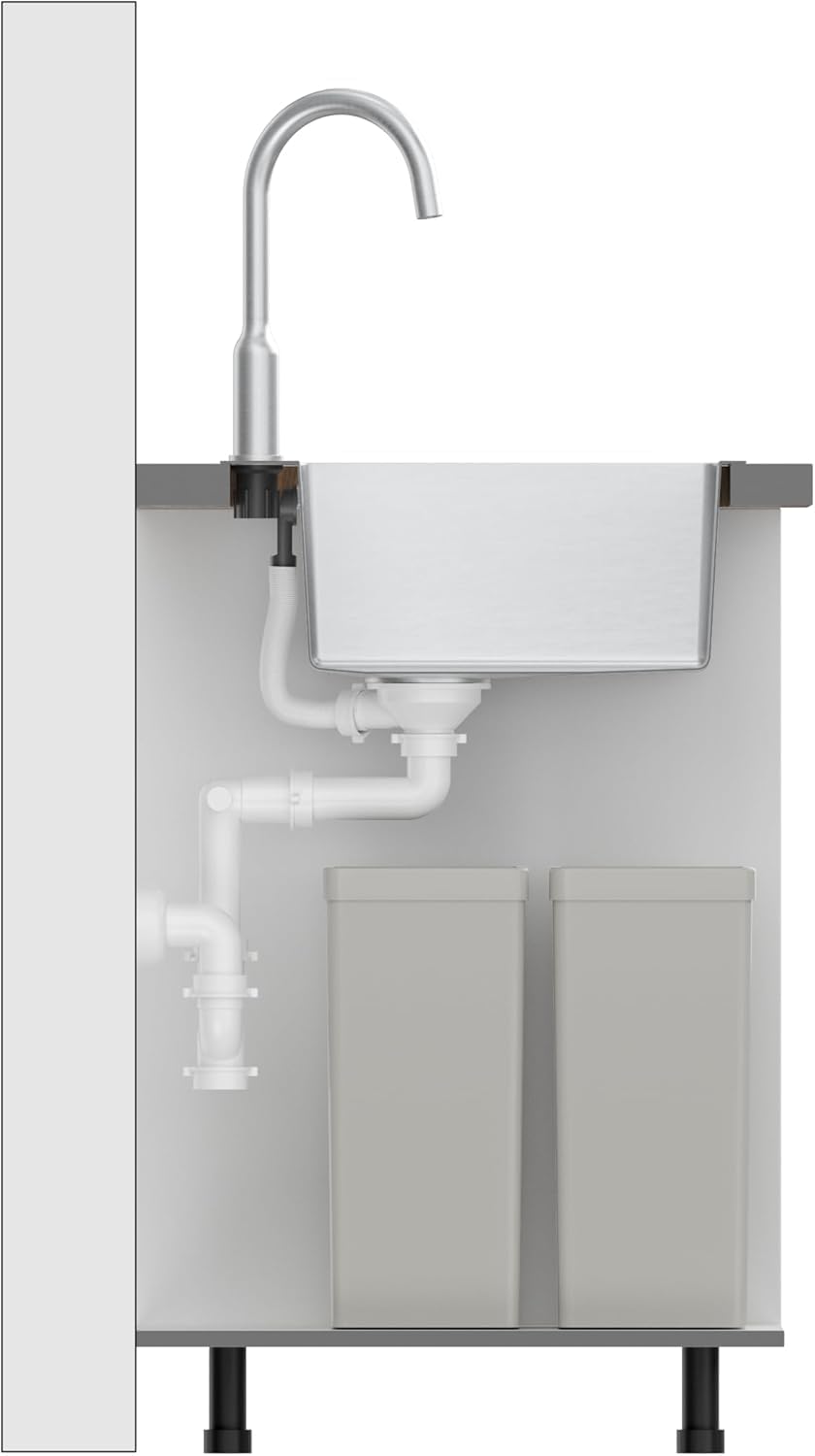 Quadron spoelbak roestvrij stalen spoelbak | afmeting 55 x 48 cm kleur: pvc goud | spoelbak Russel 110 enkele wastafel keukenspoelbak met stalen kamer roestvrij stalen spoelbak | met sifon en
