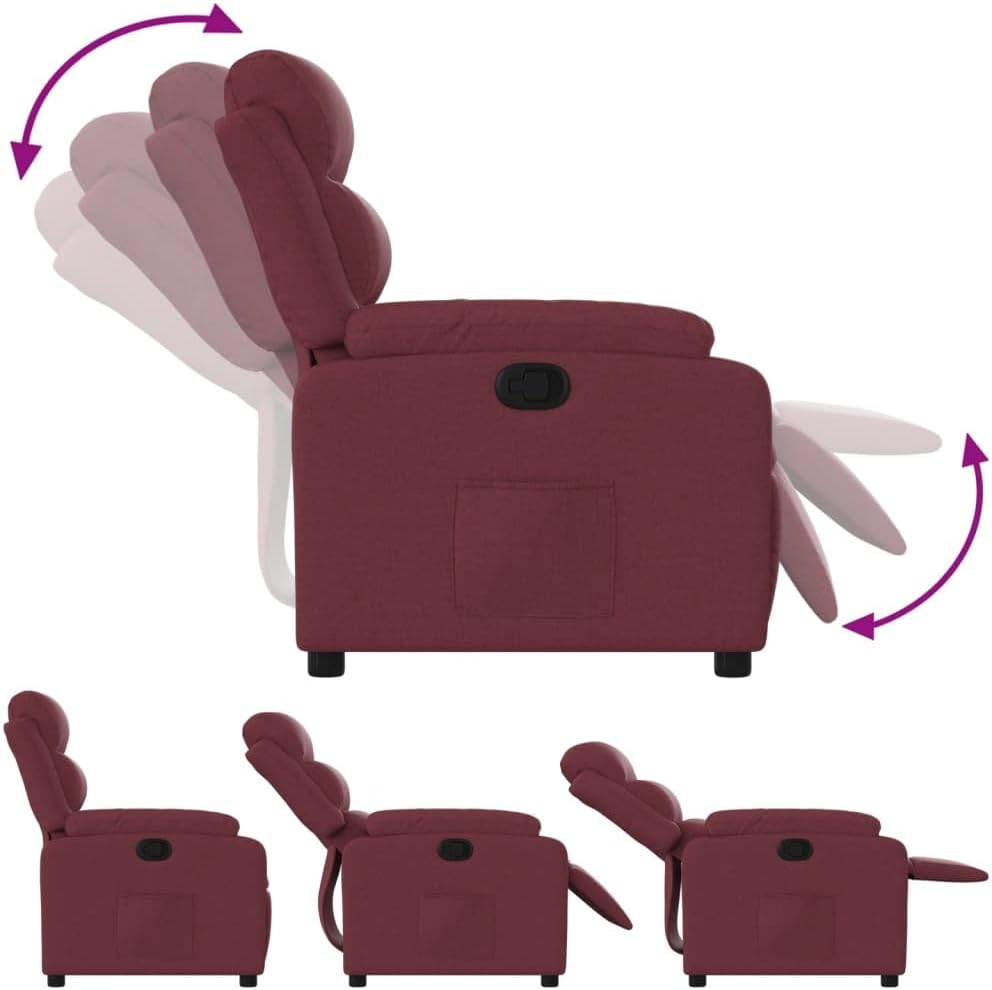 vidaXL Armchair adjustable fabric wine red, recliner chair, recliner chair, armchair, armchair, lazy chair, tv chair, stand chair, recliner chair - QUORE