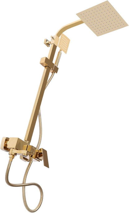 Regendoucheset Gouden Doucheset Douchekop Douchesysteem Retro Douche – Verstelbare Hoogte 80-113 cm – Koper & Roestvrij Staal