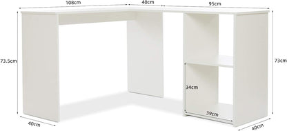 Mondeer Hoekbureau, hout, wit, 108 × 135 × 73,5 cm