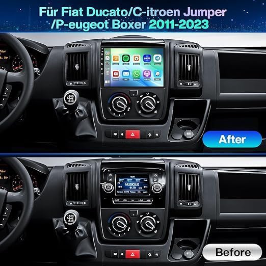 Navigatieapparaat voor Fiat Ducato/Citroen Jumper/Peugeot Boxer 2011-2023 4 + 64 GB autoradio met Bluetooth 9 inch met touchscreen auto radio navigatie GPS WiFi FM RDS SWC DSP Android 14