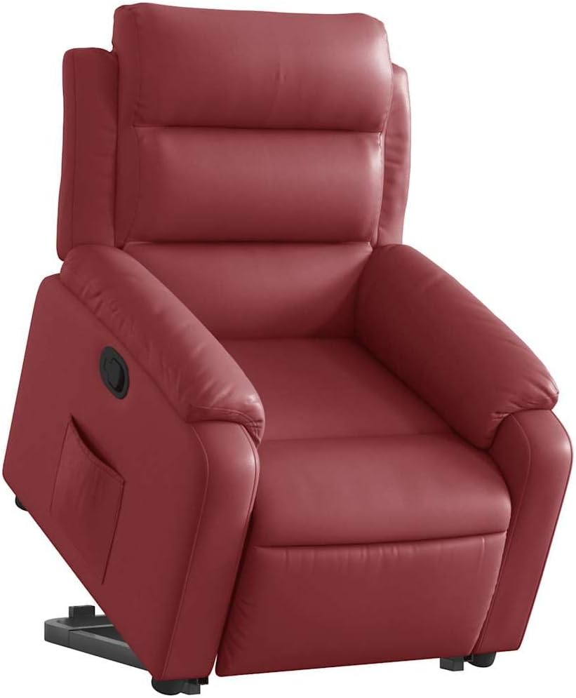 Relaxfauteuil – Sta-Op Stoel – TV Fauteuil – Verstelbare Relaxstoel – Ligstoel – Elektrische Opsta-Ondersteuning – Kunstleren Bekleding Wijnrood