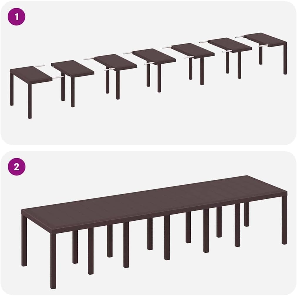 Tuin Eettafel – Buitentafel – Terrastafel – Dining Tafel – Buitenmeubel – Poly Rattan – Weerbestendig – Stevig Stalen Frame – 350x100x73 cm