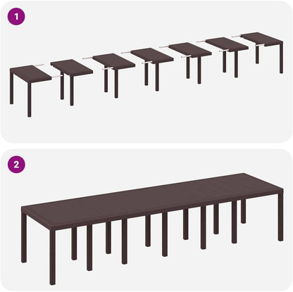 Tuin Eettafel – Buitentafel – Terrastafel – Dining Tafel – Buitenmeubel – Poly Rattan – Weerbestendig – Stevig Stalen Frame – 350x100x73 cm