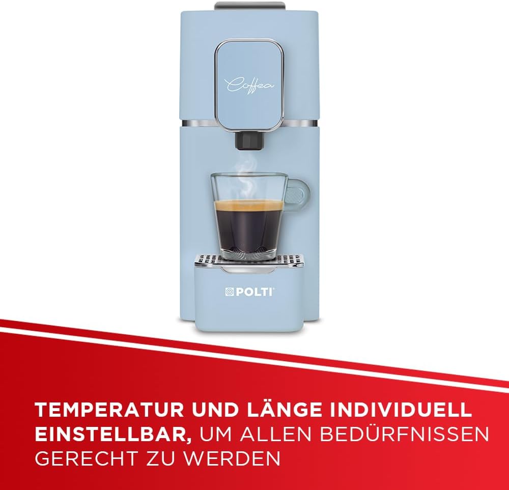 Polti Coffea S15LB Espressomachine compatibel met E.S.E-pads, 44 mm, tank 0,85 l, pompdruk 19 bar, kleur lichtblauw