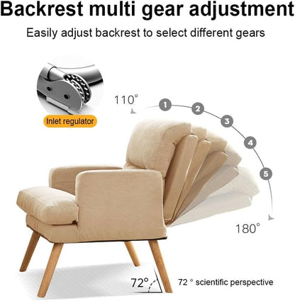 Fauteuil – Relaxstoel – Zithoek – Lounge Chair – Poef – Corduroy Bekleding – Met Voetenbank – Ergonomisch Ontwerp – Stevig Metalen Frame
