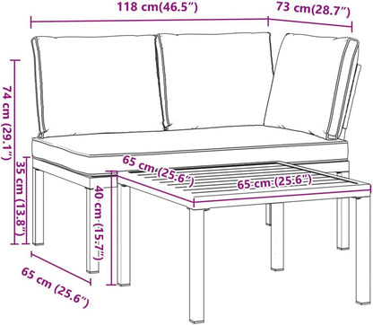 vidaXL 2-Piece Lounge Set with Cushions Aluminium Black, Garden Set, Garden Furniture, Patio Set, Garden Furniture, Lounge Sofa, Lounge Set Garden - QUORE