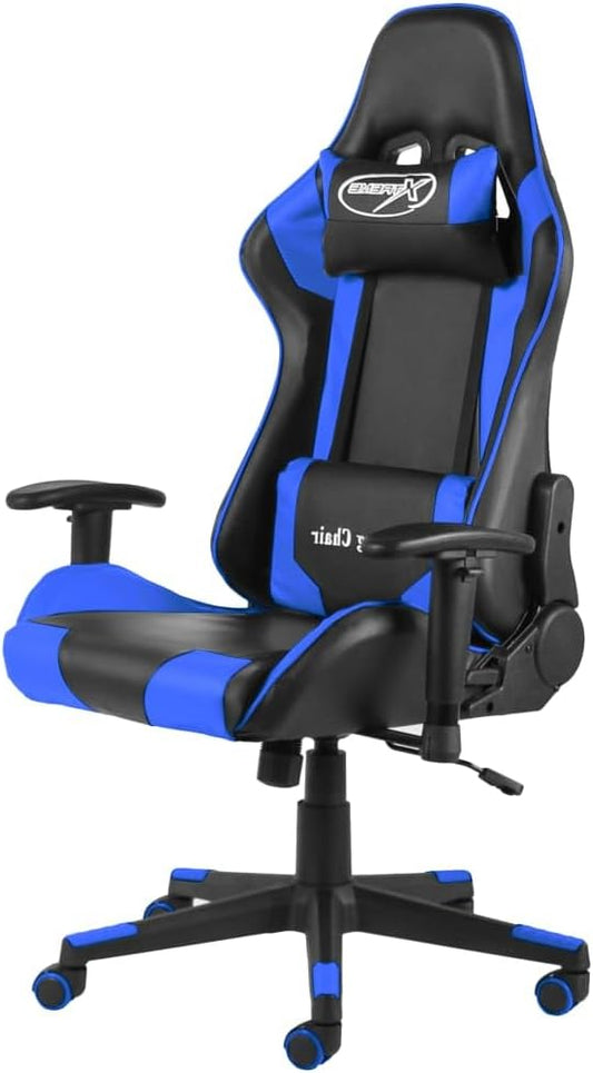 Gamingstoel – Gamestoel – Bureaustoel – Draaistoel – Zwarte Blauw Design – Ergonomisch Met Nek- En Rugkussens – Verstelbare Hoogte En Rugleuning