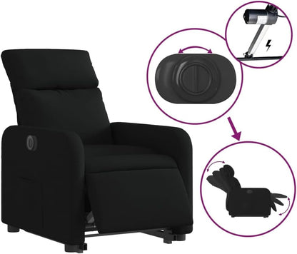 Fauteuil – Elektrische Fauteuil – Relaxstoel – Lounge Stoel – Slaapkamer Stoel – Verstelbare Rugleuning – Heffunctie – Zwarte Stof – Comfortabel