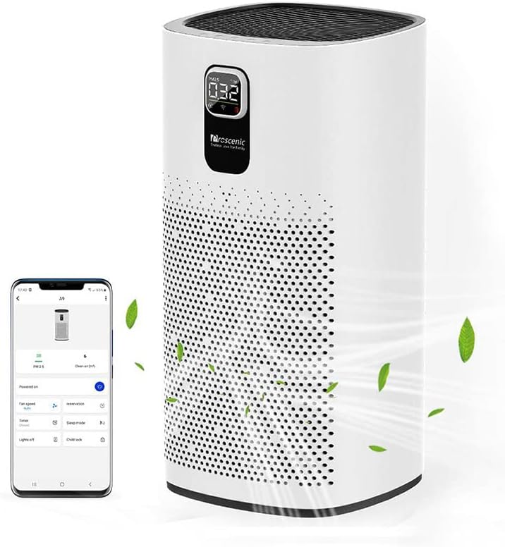 Luchtreiniger – Luchtzuiveraar – Air Purifier – Luchtfilter – HEPA Luchtreiniger – Wit – App-bediening – 99,97% Filtervermogen