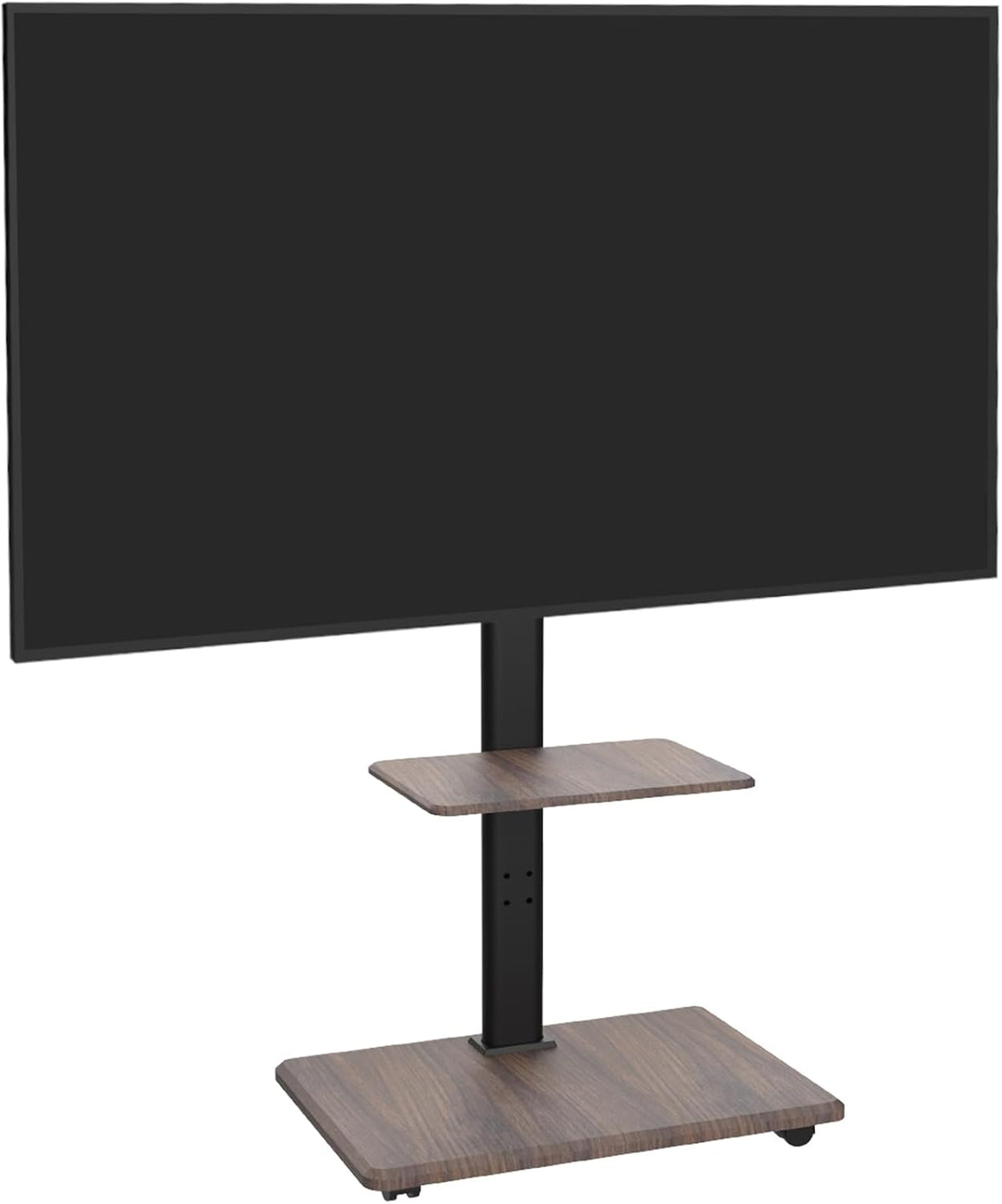 Mobiele Tv-standaard Met Houten Voet – Verrijdbare Tv-standaard – Tv-standaard Op Wielen – Tv-Trolley – Tv-Onderstel – Voor 32-70 Inch, Tot 45 Kg – In Hoogte Verstelbaar Tot Ca. 130 Cm, Draaibaar ±25 Graden
