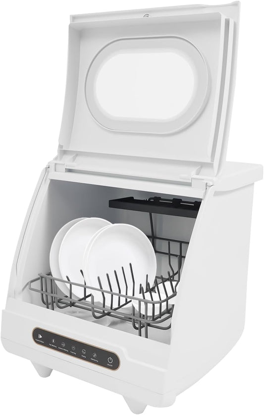 Tafelvaatwasser, mini-vaatwasser met 5 liter watertank, 2 programma's, 360° draaibare waterstraal, compacte vaatwasser, ideaal voor woningen en campers (5 liter watertank) - QUORE